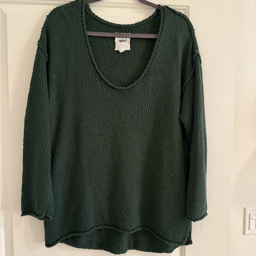 Aerie Forest Green Scoop Neck Sweater